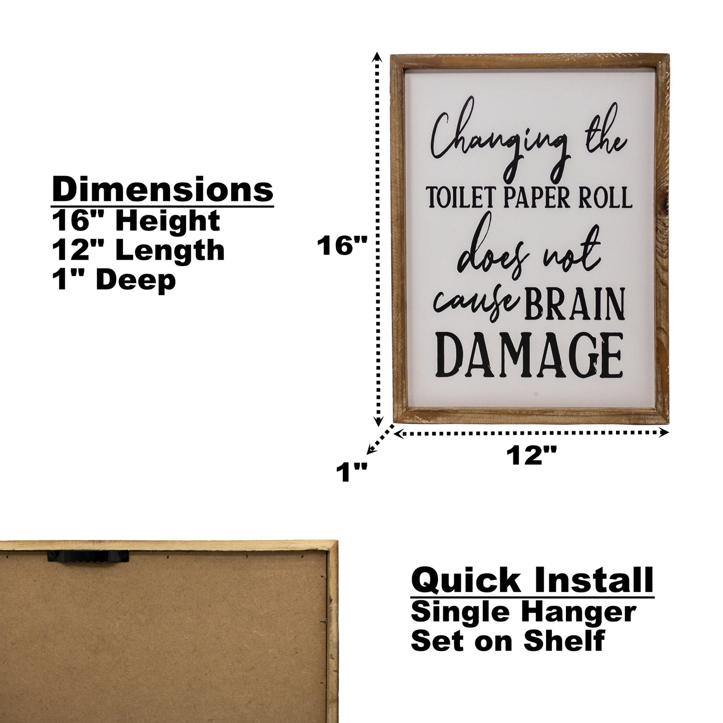 Rustic Farmhouse Bathroom Sign - Brain Damage