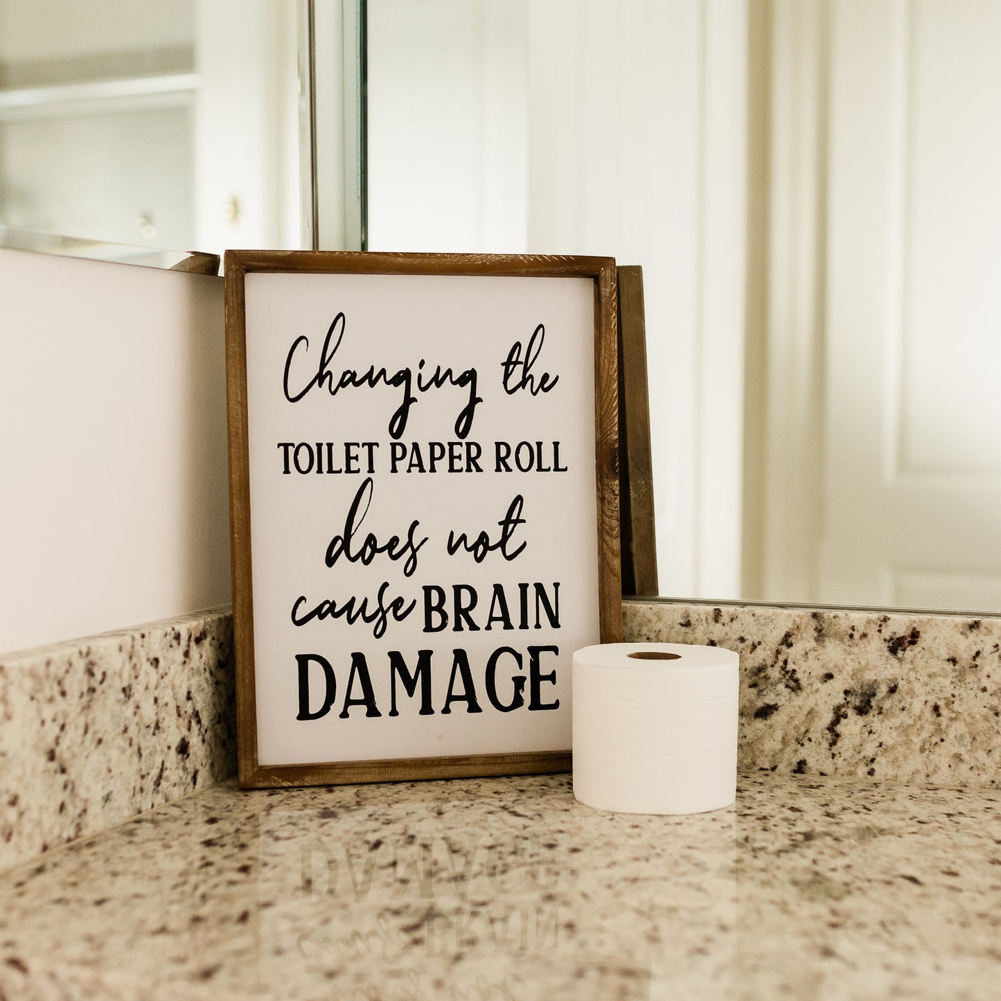 Rustic Farmhouse Bathroom Sign - Brain Damage