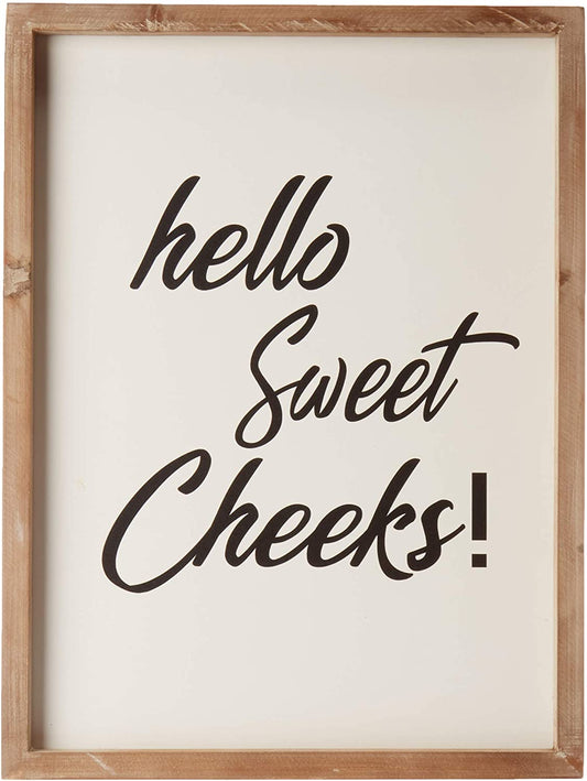Rustic Wooden Bathroom Sign - Hello Sweet Cheeks Farmhouse