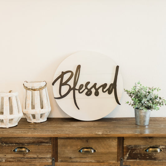 Rustic Farmhouse Shiplap Sign - Blessed